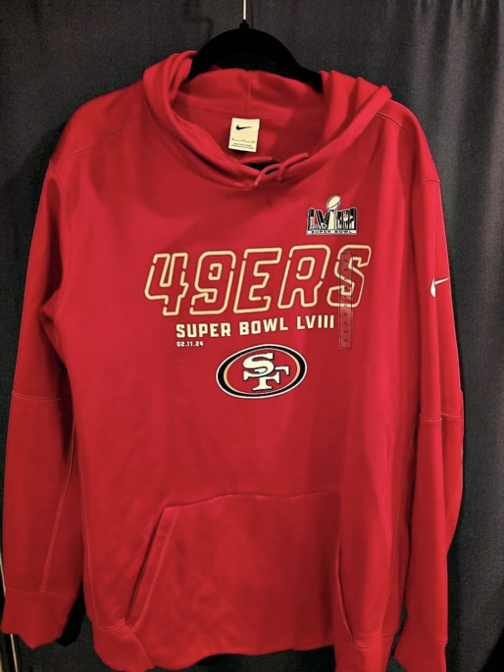 Nike San Francisco 49ers Super Bowl LVIII Iconic Pullover Hoodie Red XL